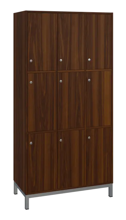 SBS-3333 šatní skříň 9-boxová, 1800x900x400 mm, kovové nohy, ořech královský